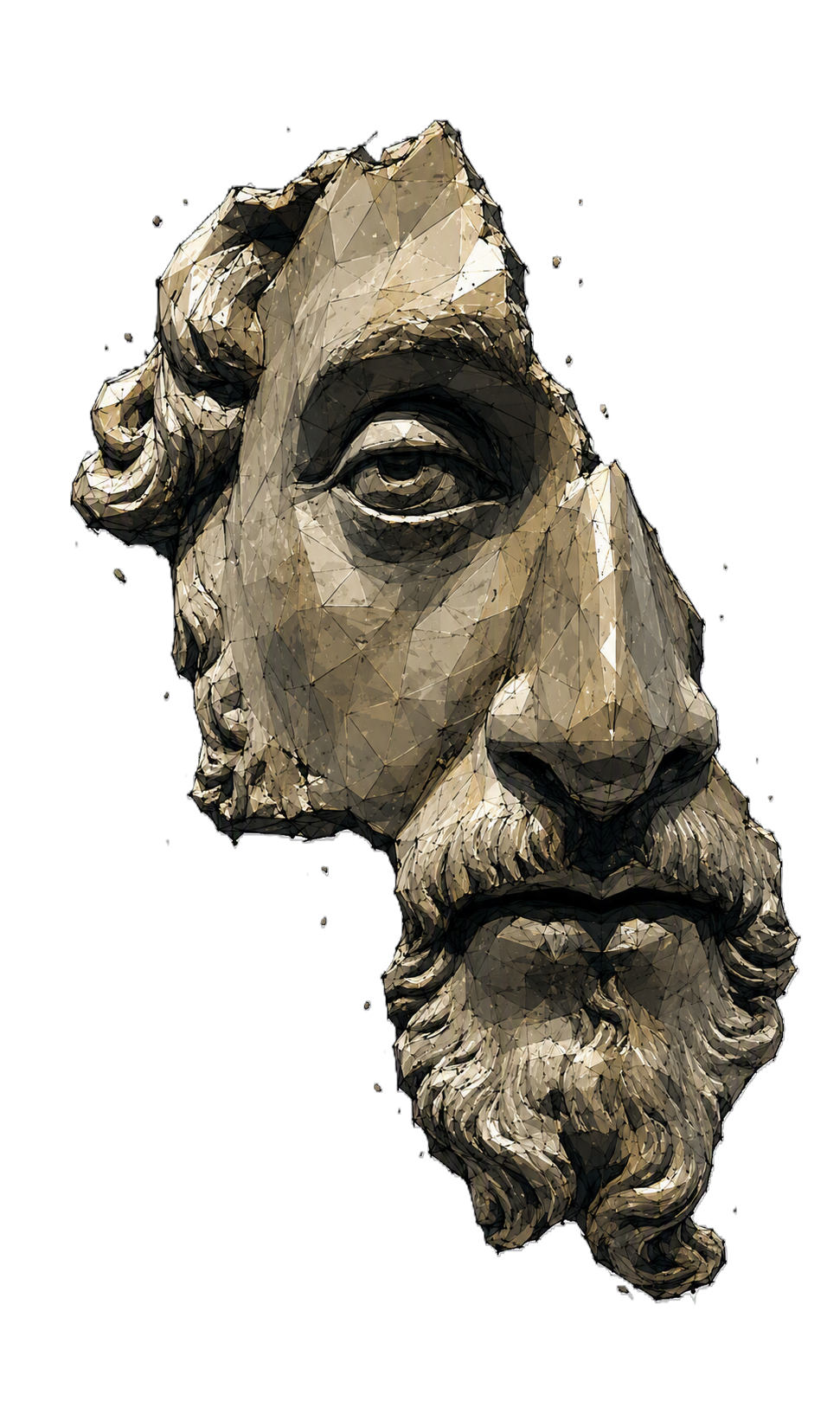 Fragmented Greek statue face